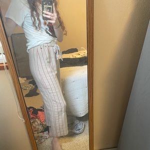Wide leg striped pants